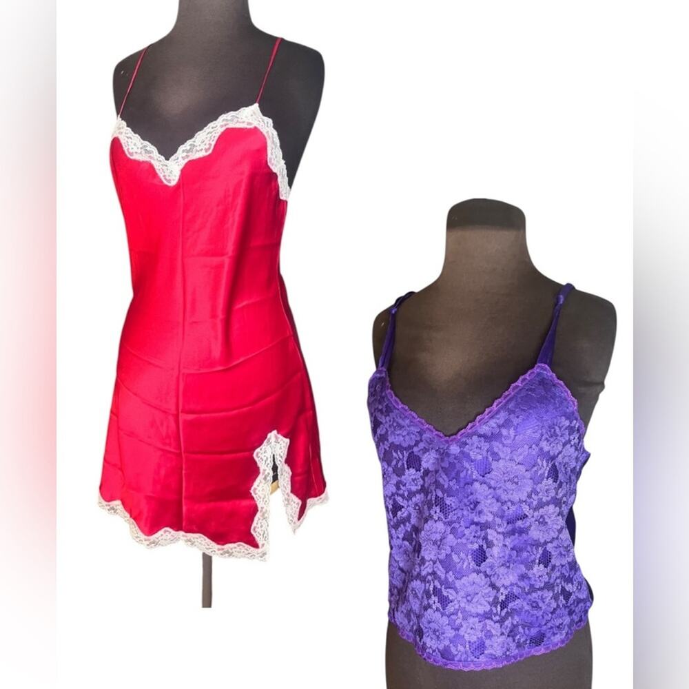 Victorias Secret Slip Dress and Vintage Gold Label Lace Cami Top M Retro Pinup